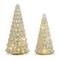 Melrose Set of 2 Gold LED Lighted Christmas Tree Tabletop Decor 15.75"